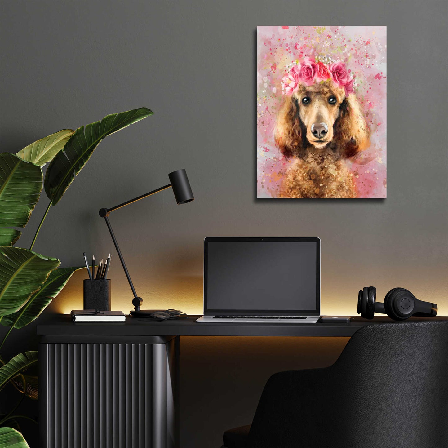 Epic Art 'Flower Crown Poodle' by Furbaby Affiliates, Acrylic Glass Wall Art,12x16