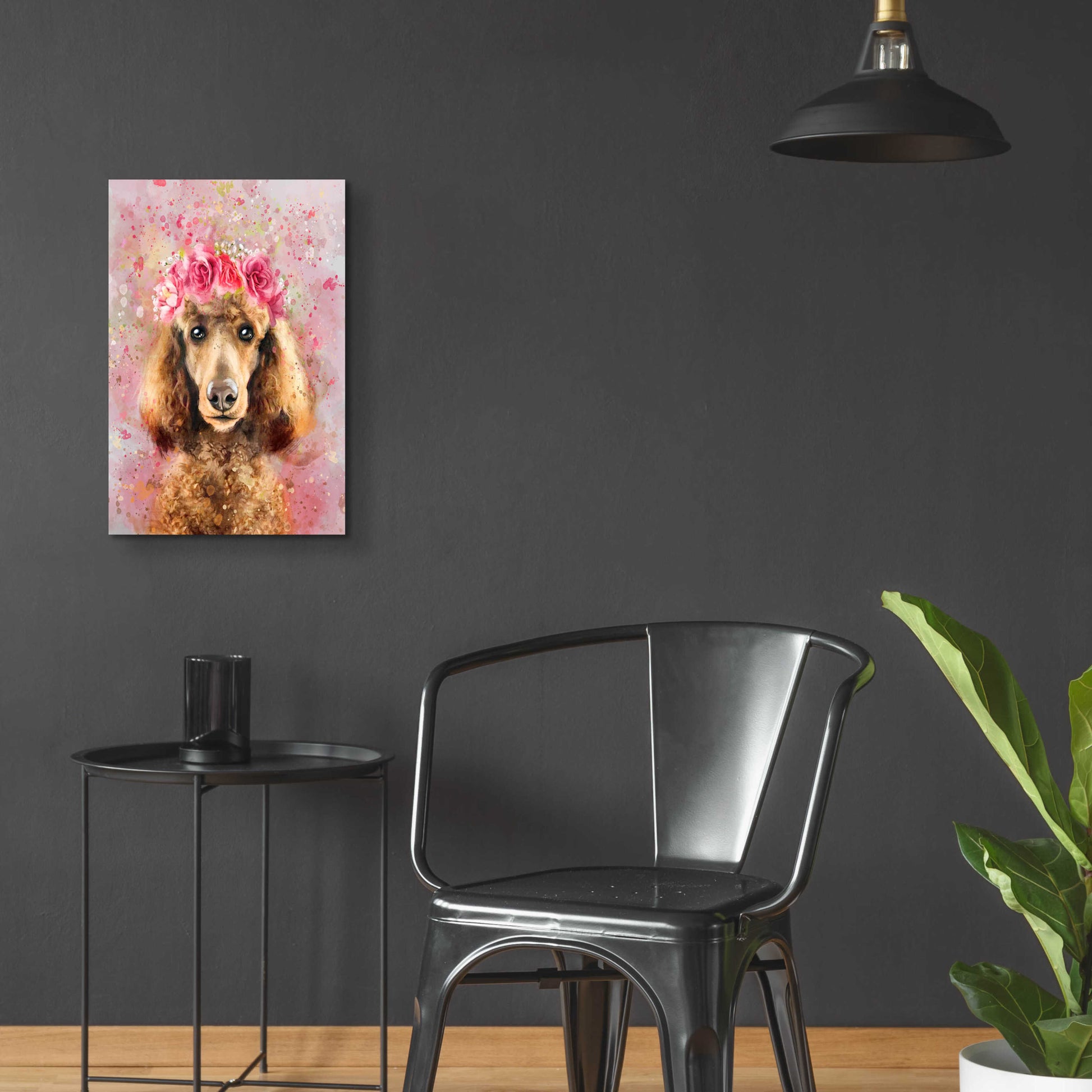 Epic Art 'Flower Crown Poodle' by Furbaby Affiliates, Acrylic Glass Wall Art,16x24