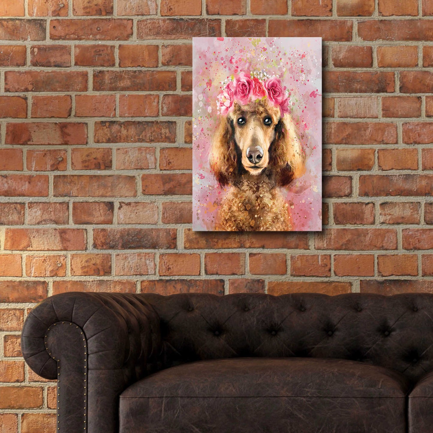 Epic Art 'Flower Crown Poodle' by Furbaby Affiliates, Acrylic Glass Wall Art,16x24