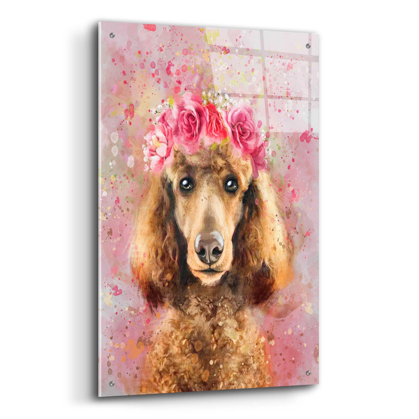 Epic Art 'Flower Crown Poodle' by Furbaby Affiliates, Acrylic Glass Wall Art,24x36