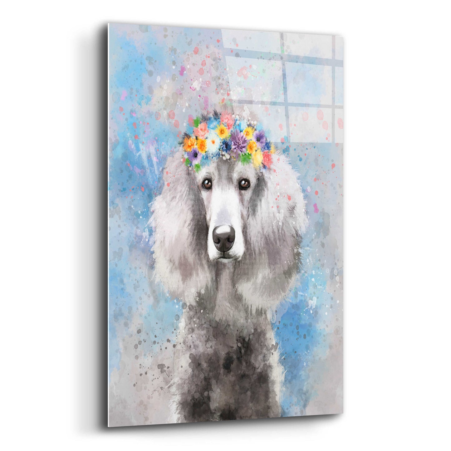 Epic Art 'Flower Crown Poodle 3' by Furbaby Affiliates, Acrylic Glass Wall Art,12x16