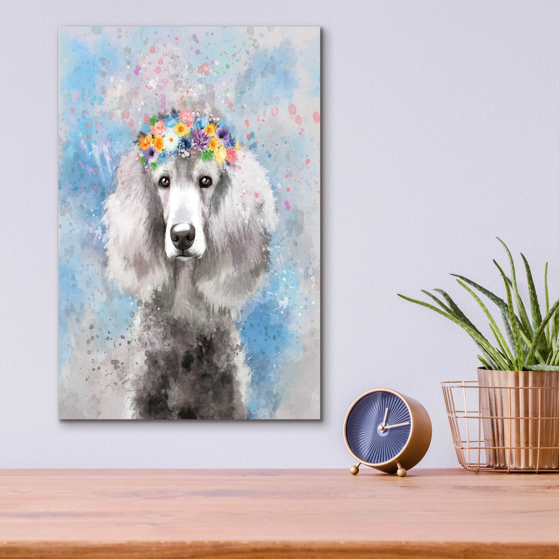 Epic Art 'Flower Crown Poodle 3' by Furbaby Affiliates, Acrylic Glass Wall Art,12x16