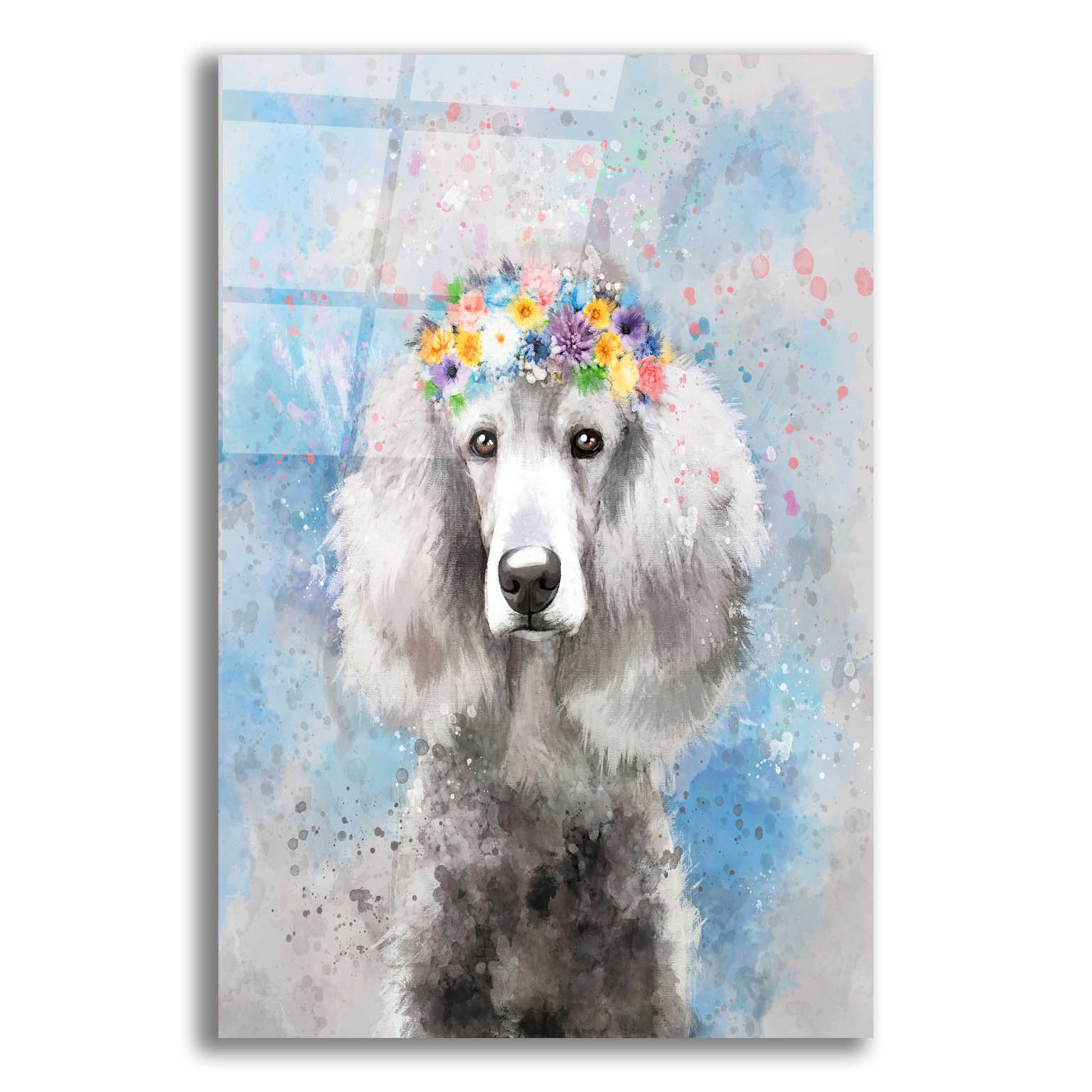 Epic Art 'Flower Crown Poodle 3' by Furbaby Affiliates, Acrylic Glass Wall Art,12x16