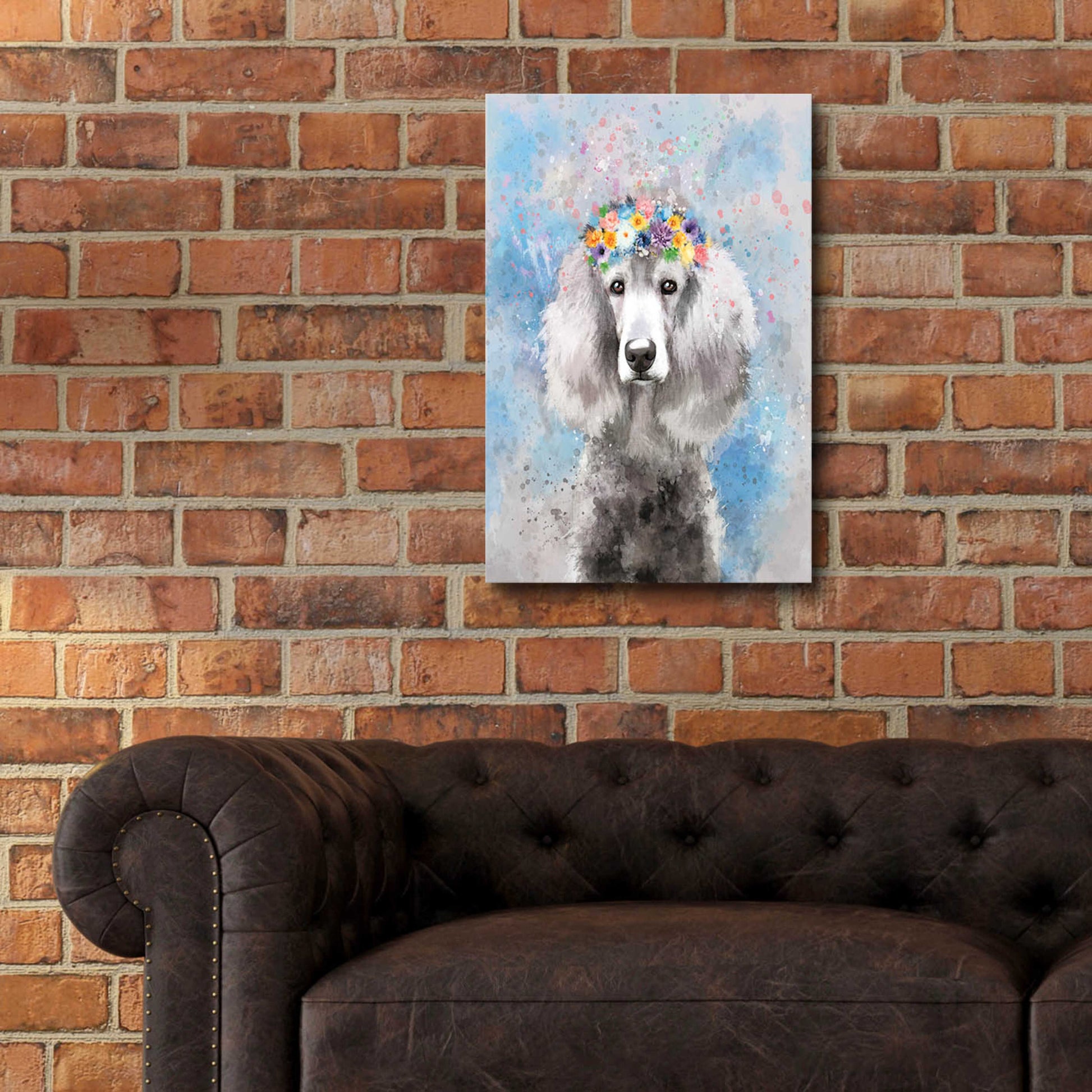 Epic Art 'Flower Crown Poodle 3' by Furbaby Affiliates, Acrylic Glass Wall Art,16x24