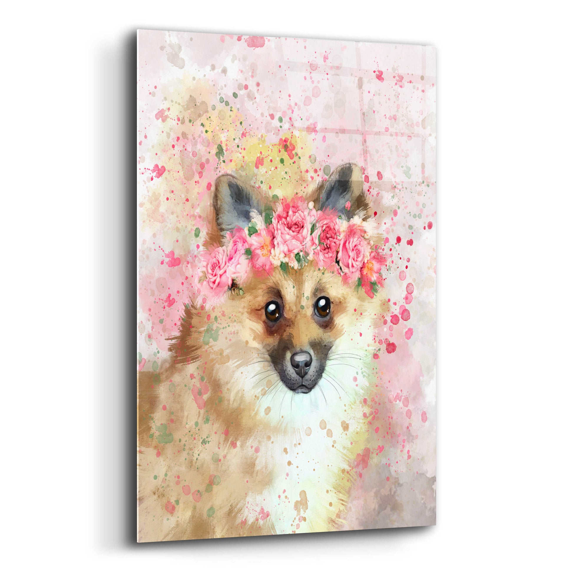 Epic Art 'Flower Crown Pomeranian' by Furbaby Affiliates, Acrylic Glass Wall Art,12x16