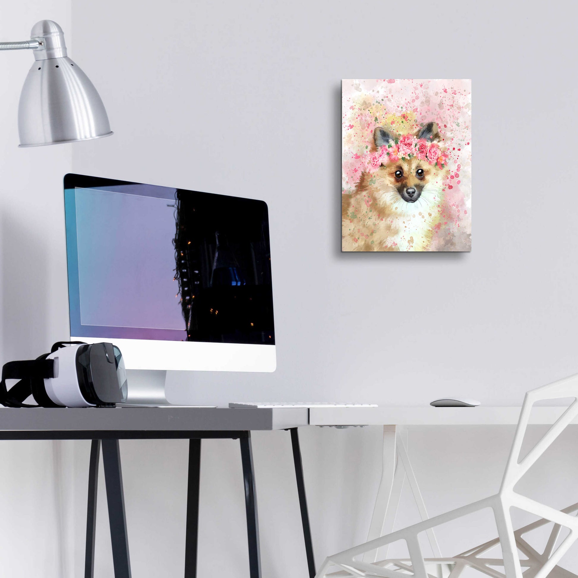 Epic Art 'Flower Crown Pomeranian' by Furbaby Affiliates, Acrylic Glass Wall Art,12x16