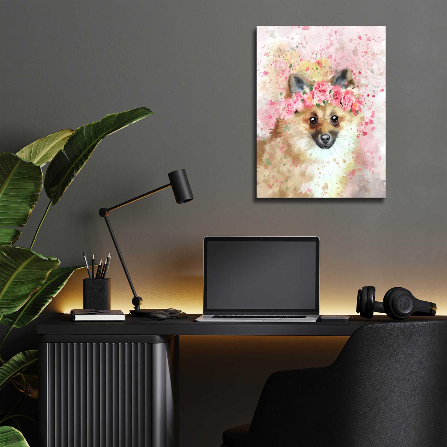 Epic Art 'Flower Crown Pomeranian' by Furbaby Affiliates, Acrylic Glass Wall Art,12x16