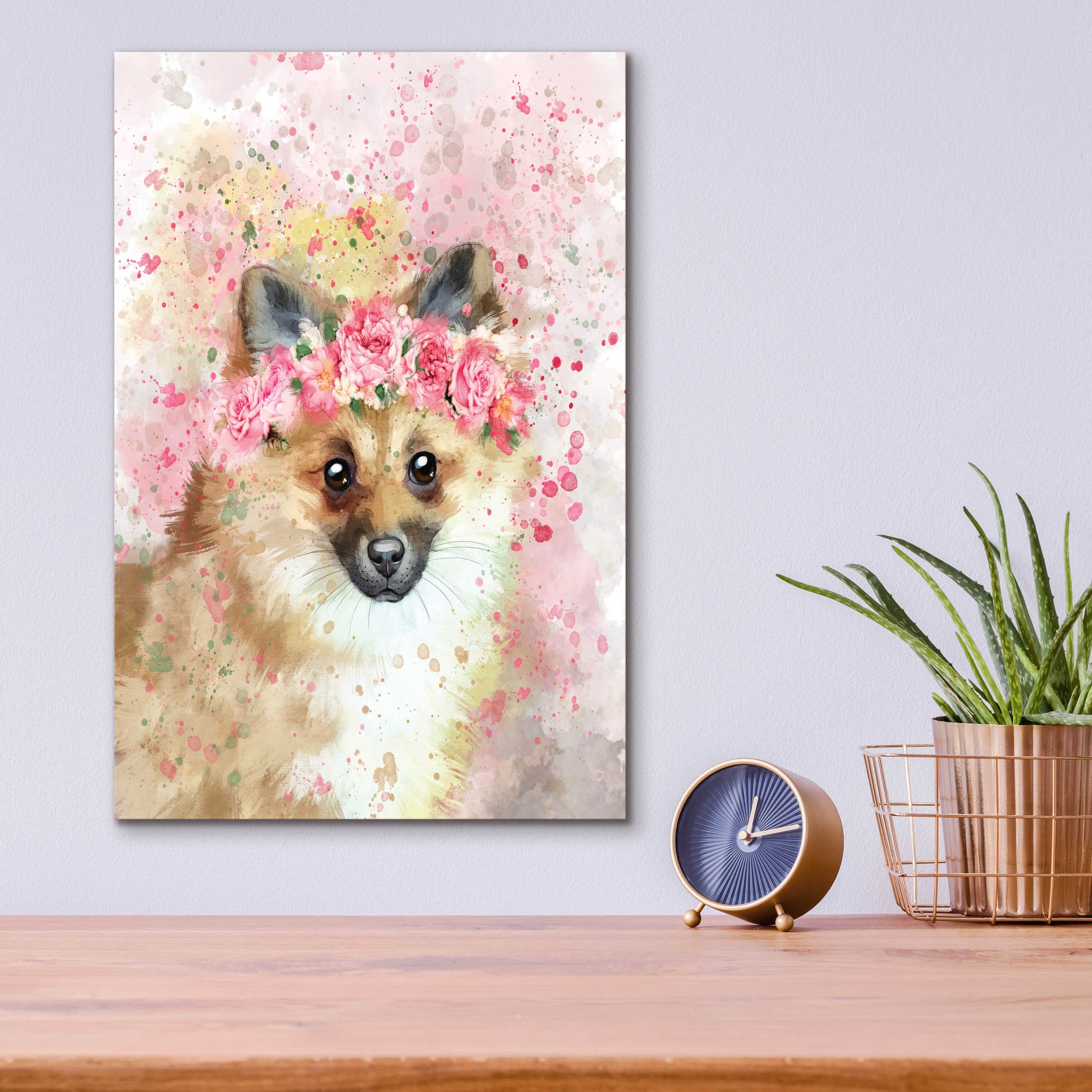 Epic Art 'Flower Crown Pomeranian' by Furbaby Affiliates, Acrylic Glass Wall Art,12x16