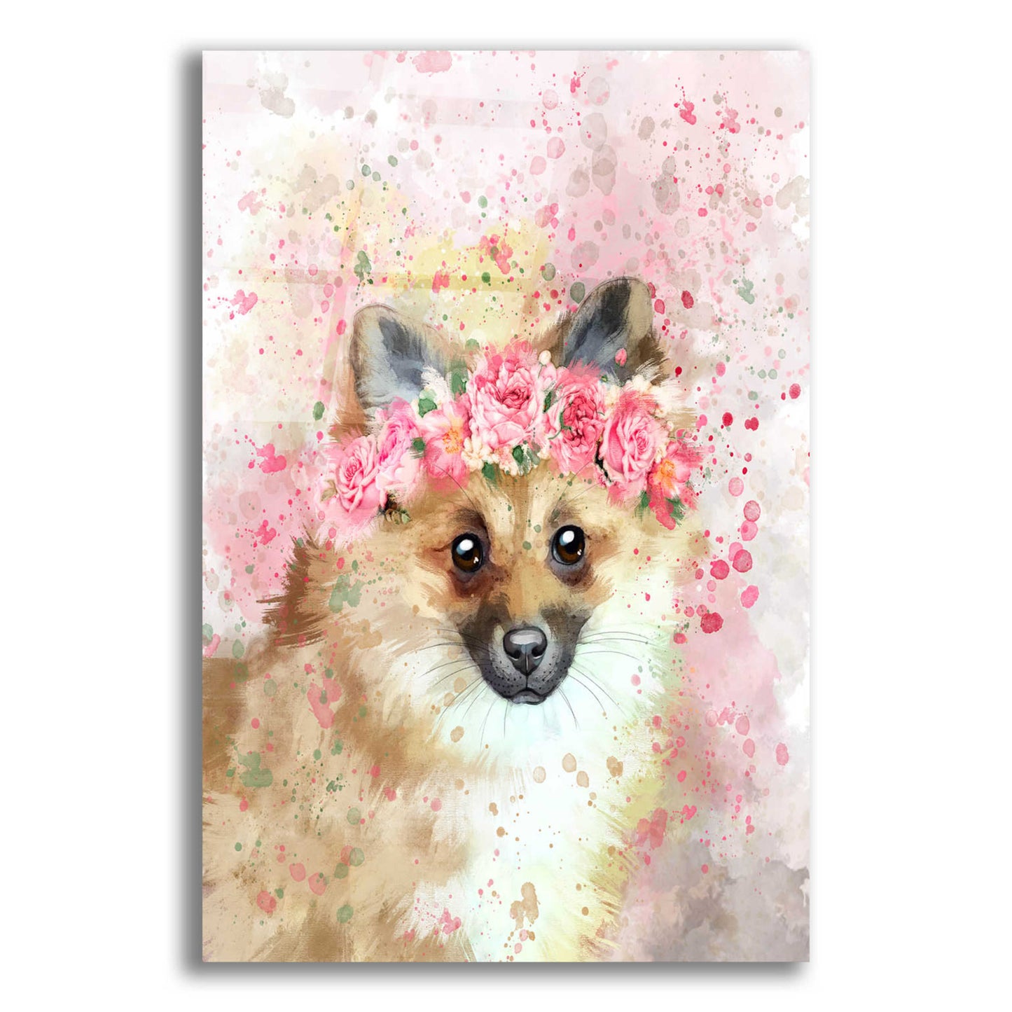 Epic Art 'Flower Crown Pomeranian' by Furbaby Affiliates, Acrylic Glass Wall Art,12x16