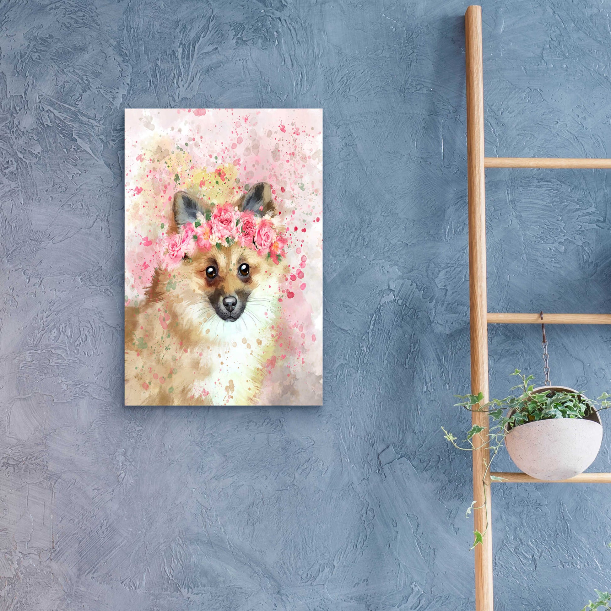 Epic Art 'Flower Crown Pomeranian' by Furbaby Affiliates, Acrylic Glass Wall Art,16x24