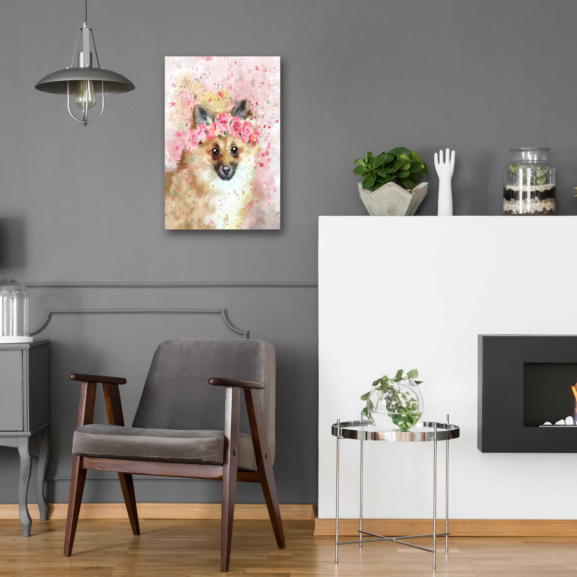 Epic Art 'Flower Crown Pomeranian' by Furbaby Affiliates, Acrylic Glass Wall Art,16x24