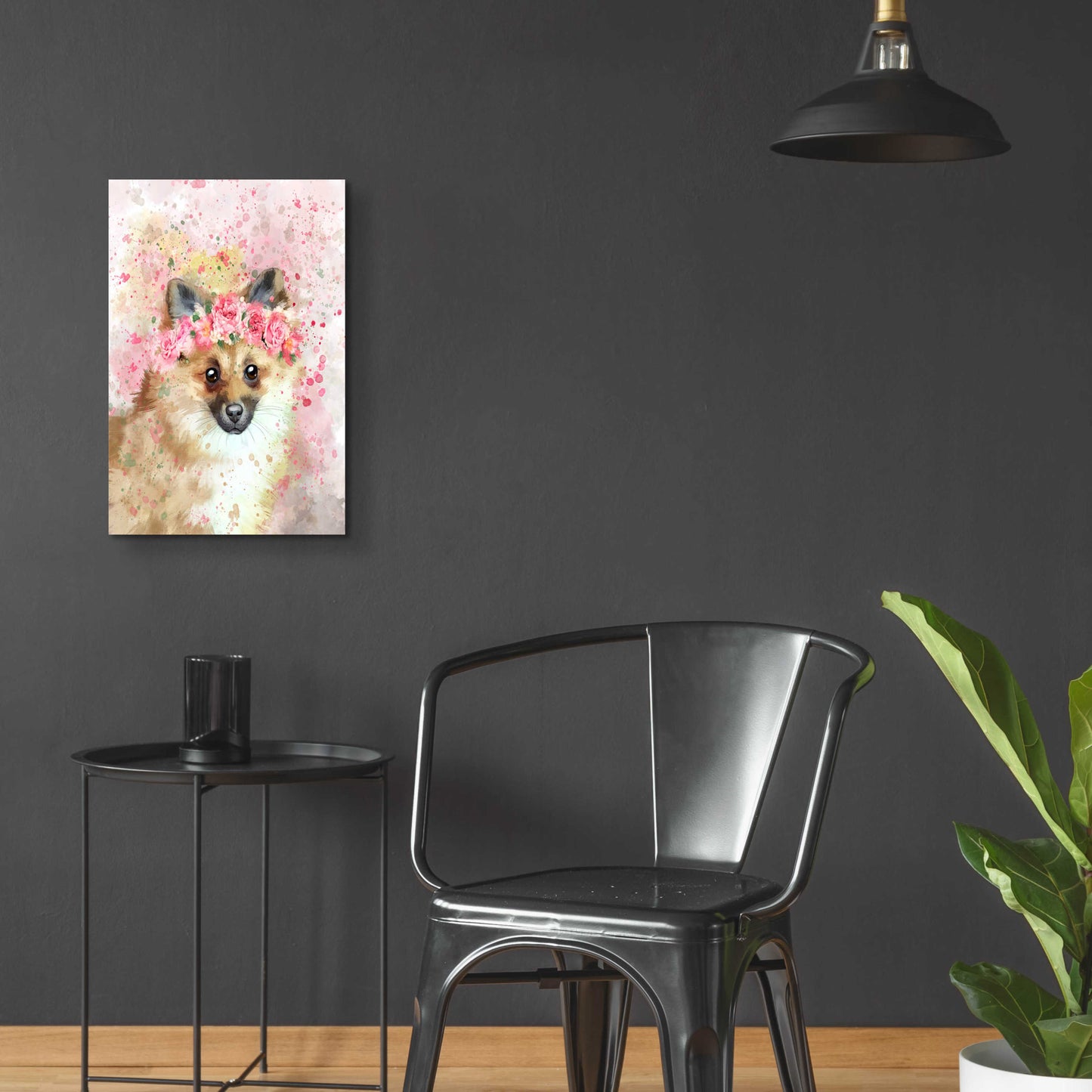 Epic Art 'Flower Crown Pomeranian' by Furbaby Affiliates, Acrylic Glass Wall Art,16x24