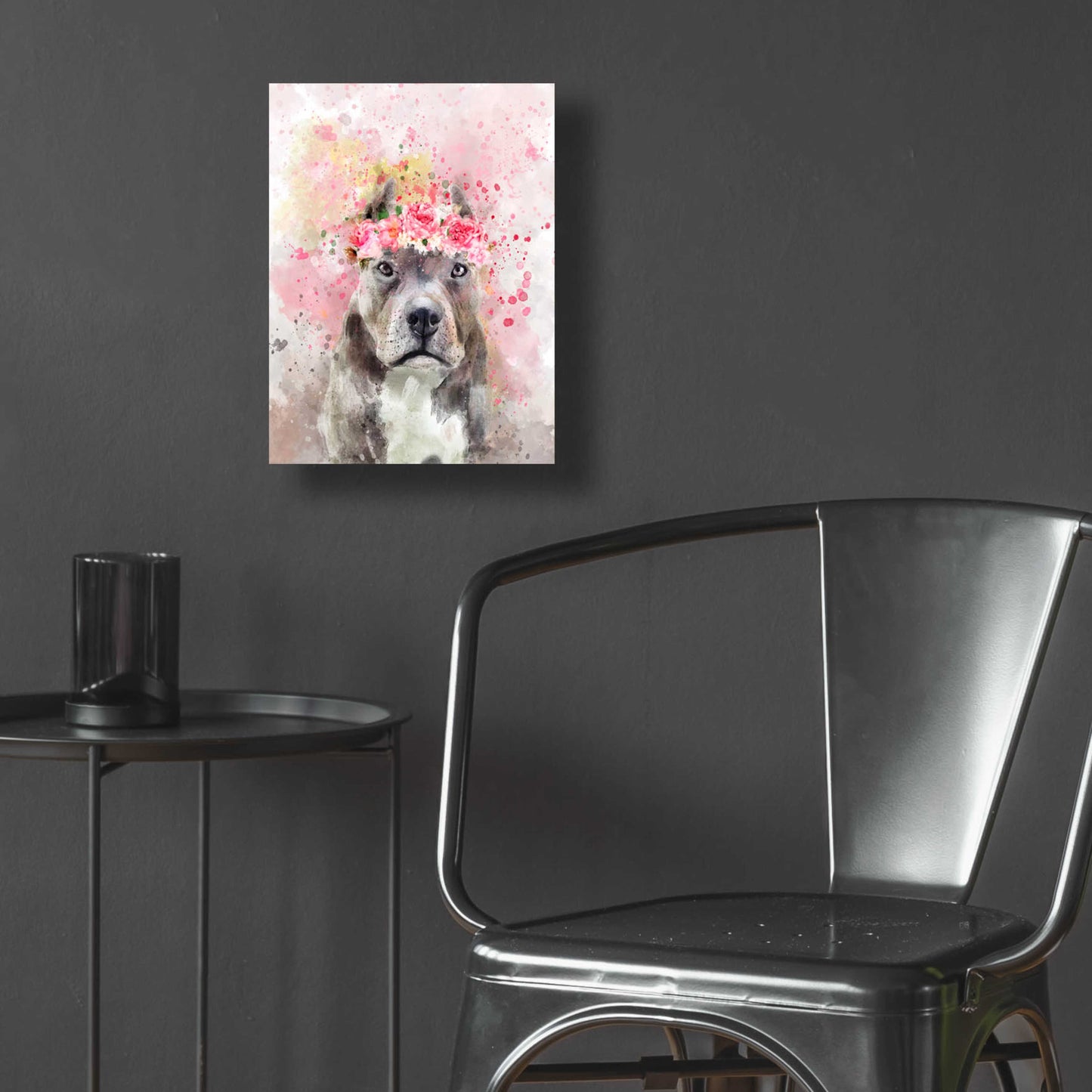 Epic Art 'Flower Crown Pit Bull' by Furbaby Affiliates, Acrylic Glass Wall Art,12x16