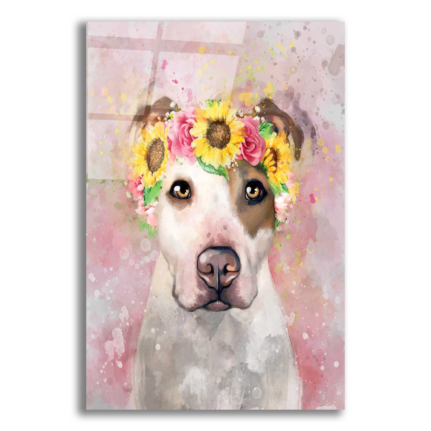 Epic Art 'Flower Crown Pit Bull 7' by Furbaby Affiliates, Acrylic Glass Wall Art,12x16