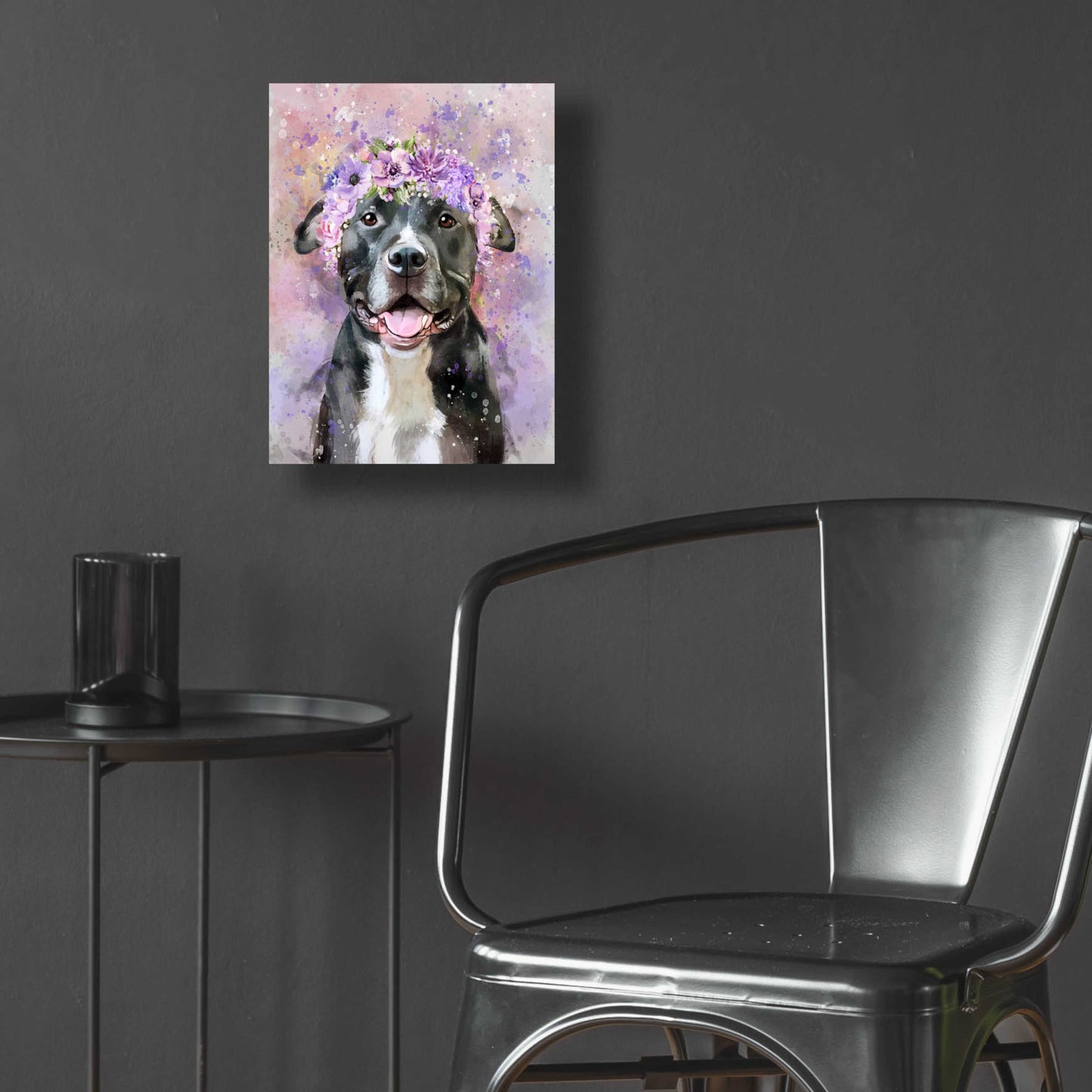 Epic Art 'Flower Crown Pit Bull 6' by Furbaby Affiliates, Acrylic Glass Wall Art,12x16