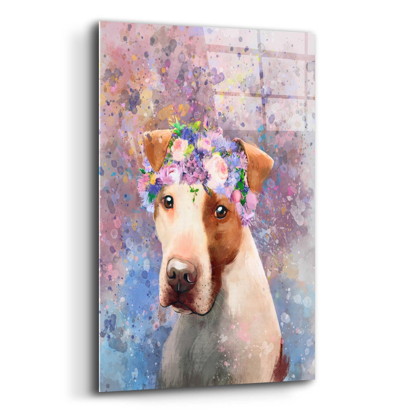 Epic Art 'Flower Crown Pit Bull 5' by Furbaby Affiliates, Acrylic Glass Wall Art,12x16