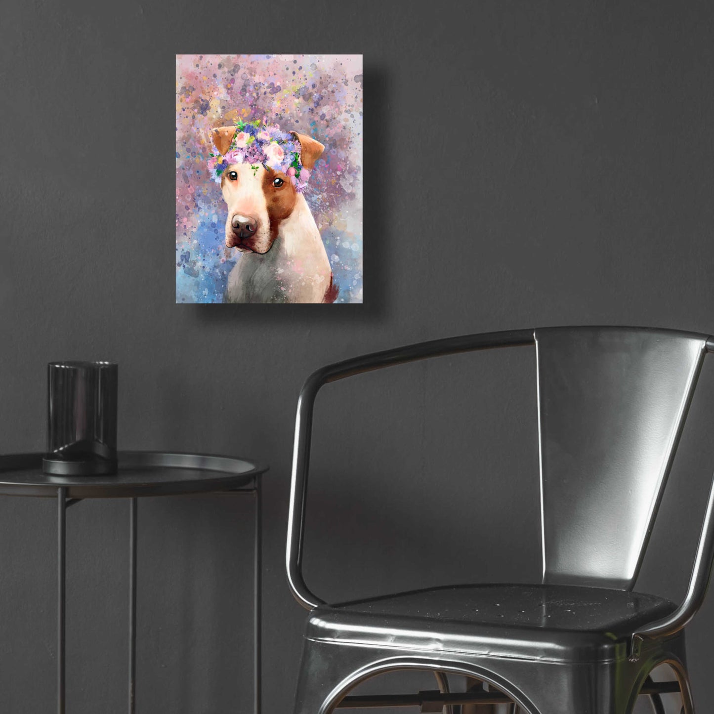 Epic Art 'Flower Crown Pit Bull 5' by Furbaby Affiliates, Acrylic Glass Wall Art,12x16