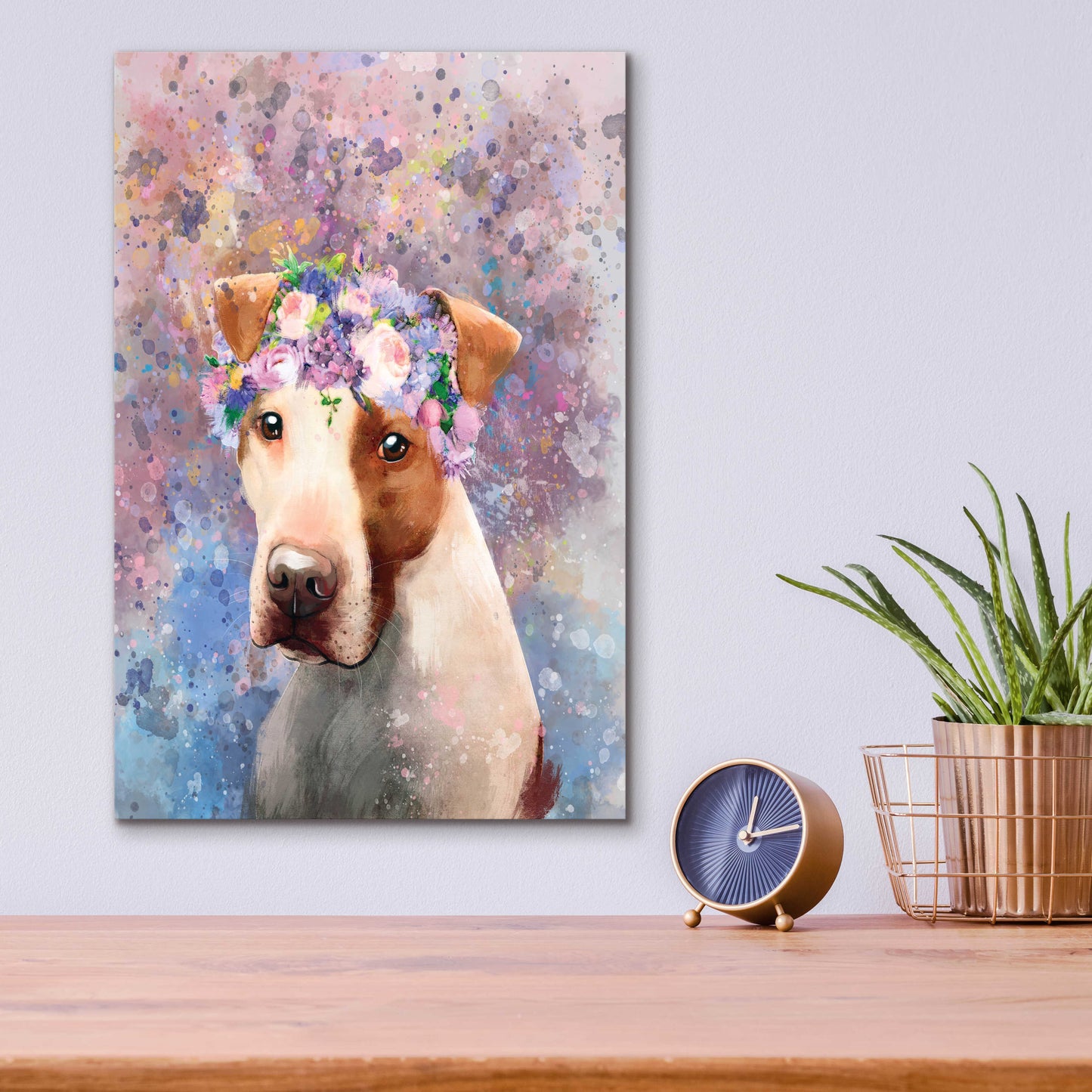 Epic Art 'Flower Crown Pit Bull 5' by Furbaby Affiliates, Acrylic Glass Wall Art,12x16