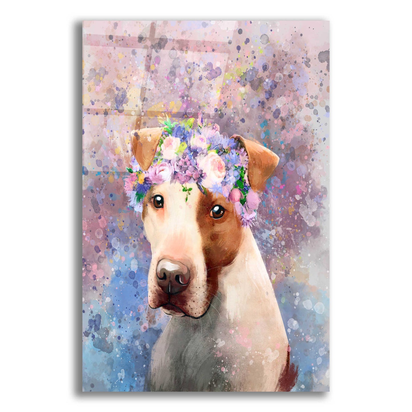 Epic Art 'Flower Crown Pit Bull 5' by Furbaby Affiliates, Acrylic Glass Wall Art,12x16