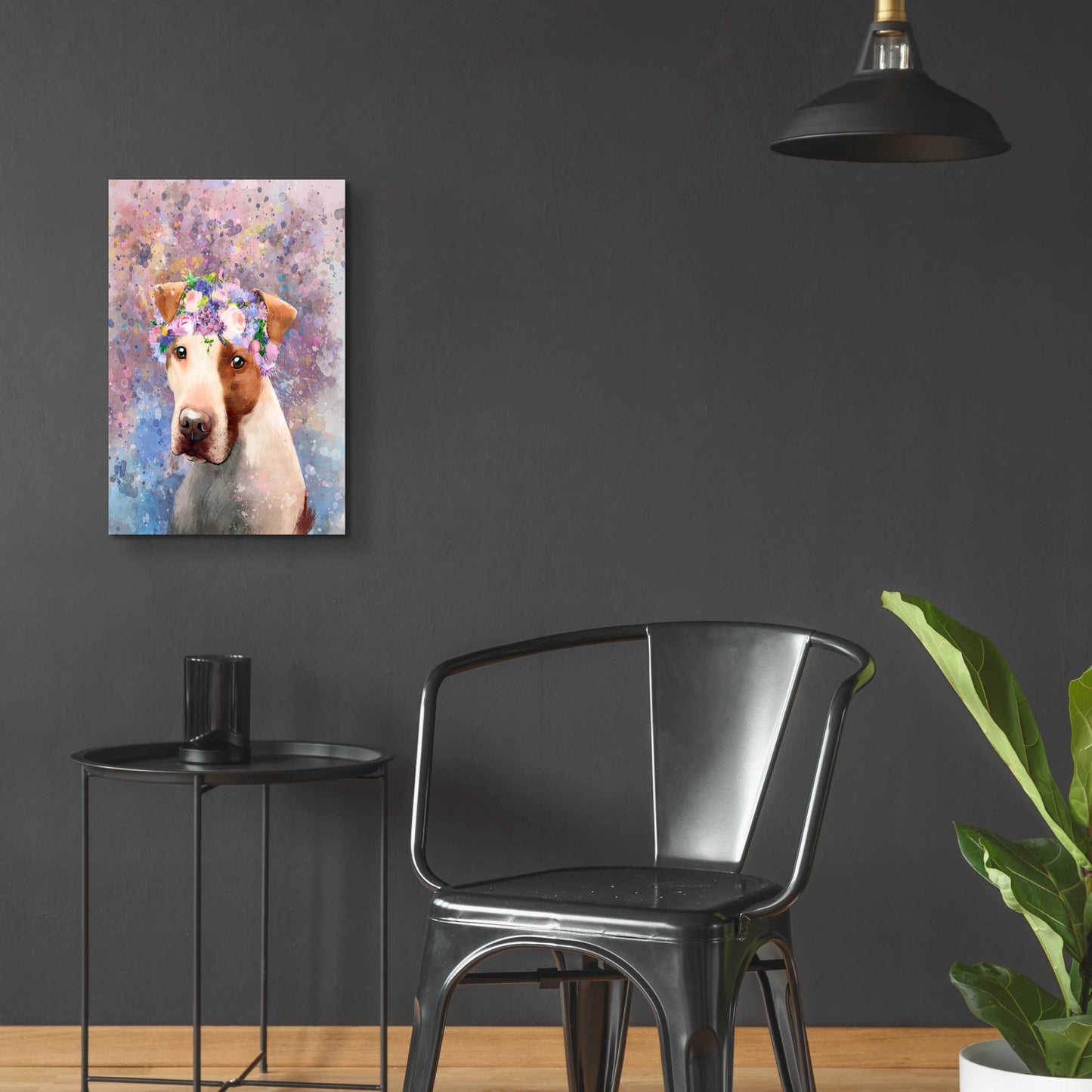 Epic Art 'Flower Crown Pit Bull 5' by Furbaby Affiliates, Acrylic Glass Wall Art,16x24