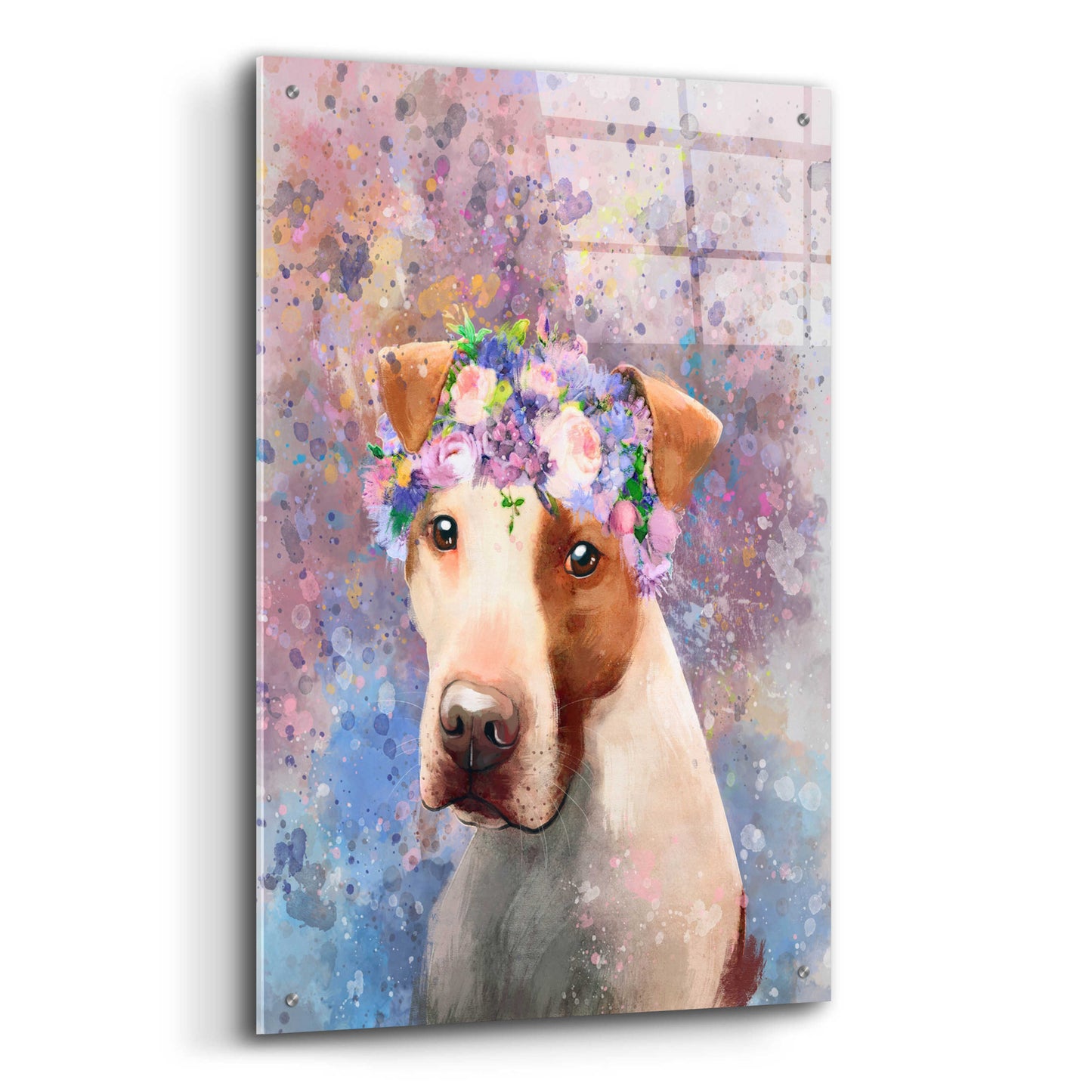 Epic Art 'Flower Crown Pit Bull 5' by Furbaby Affiliates, Acrylic Glass Wall Art,24x36