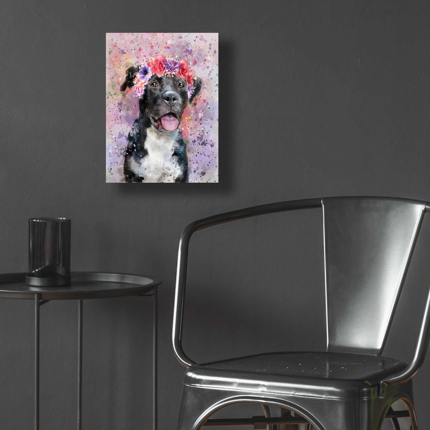 Epic Art 'Flower Crown Pit Bull 4' by Furbaby Affiliates, Acrylic Glass Wall Art,12x16