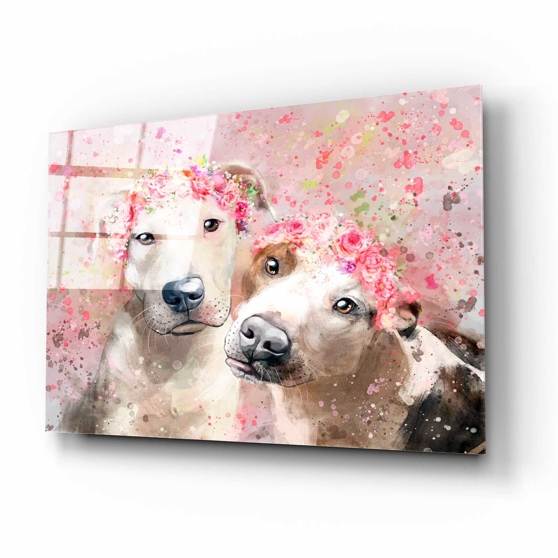 Epic Art 'Flower Crown Pit Bull 3' by Furbaby Affiliates, Acrylic Glass Wall Art,16x12