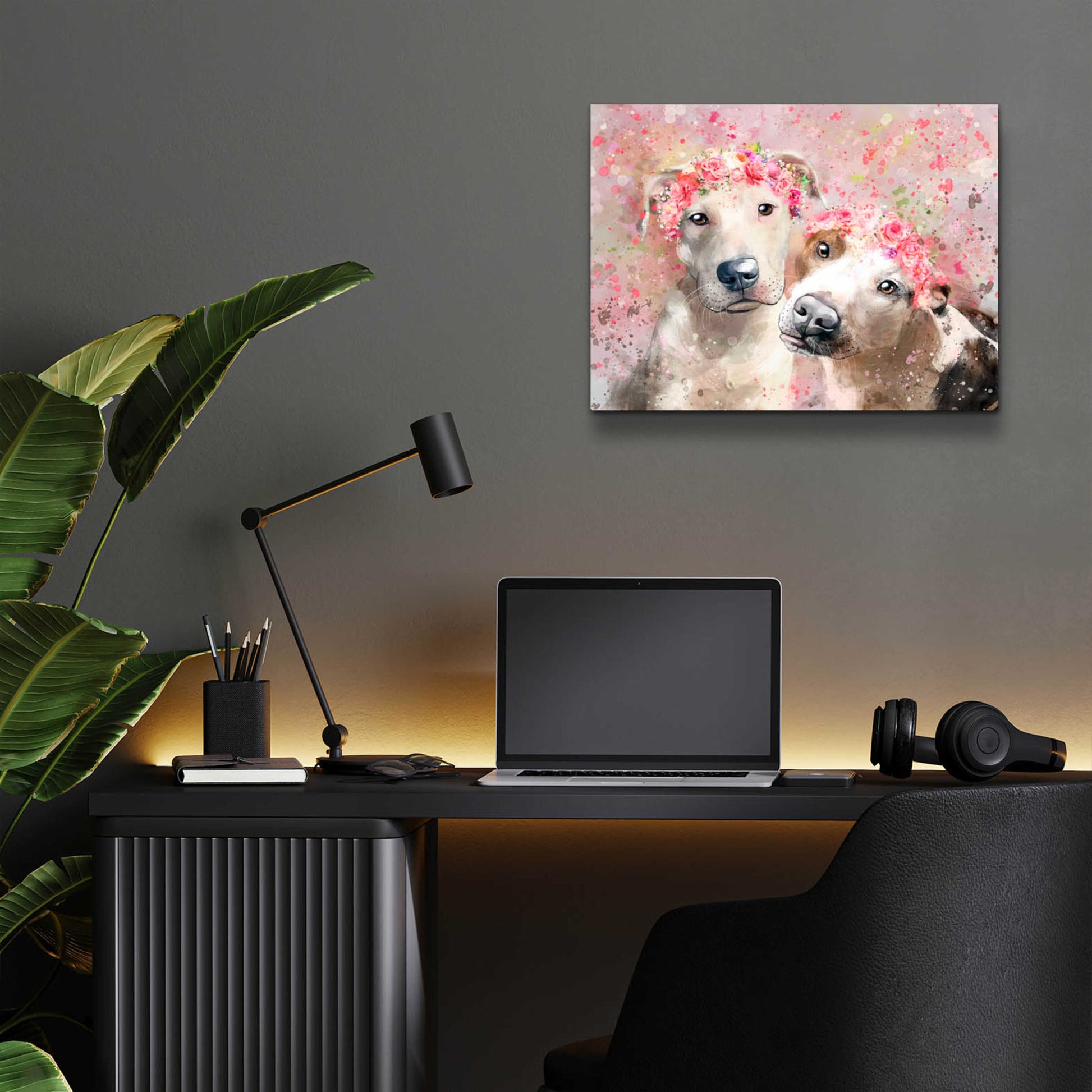 Epic Art 'Flower Crown Pit Bull 3' by Furbaby Affiliates, Acrylic Glass Wall Art,16x12