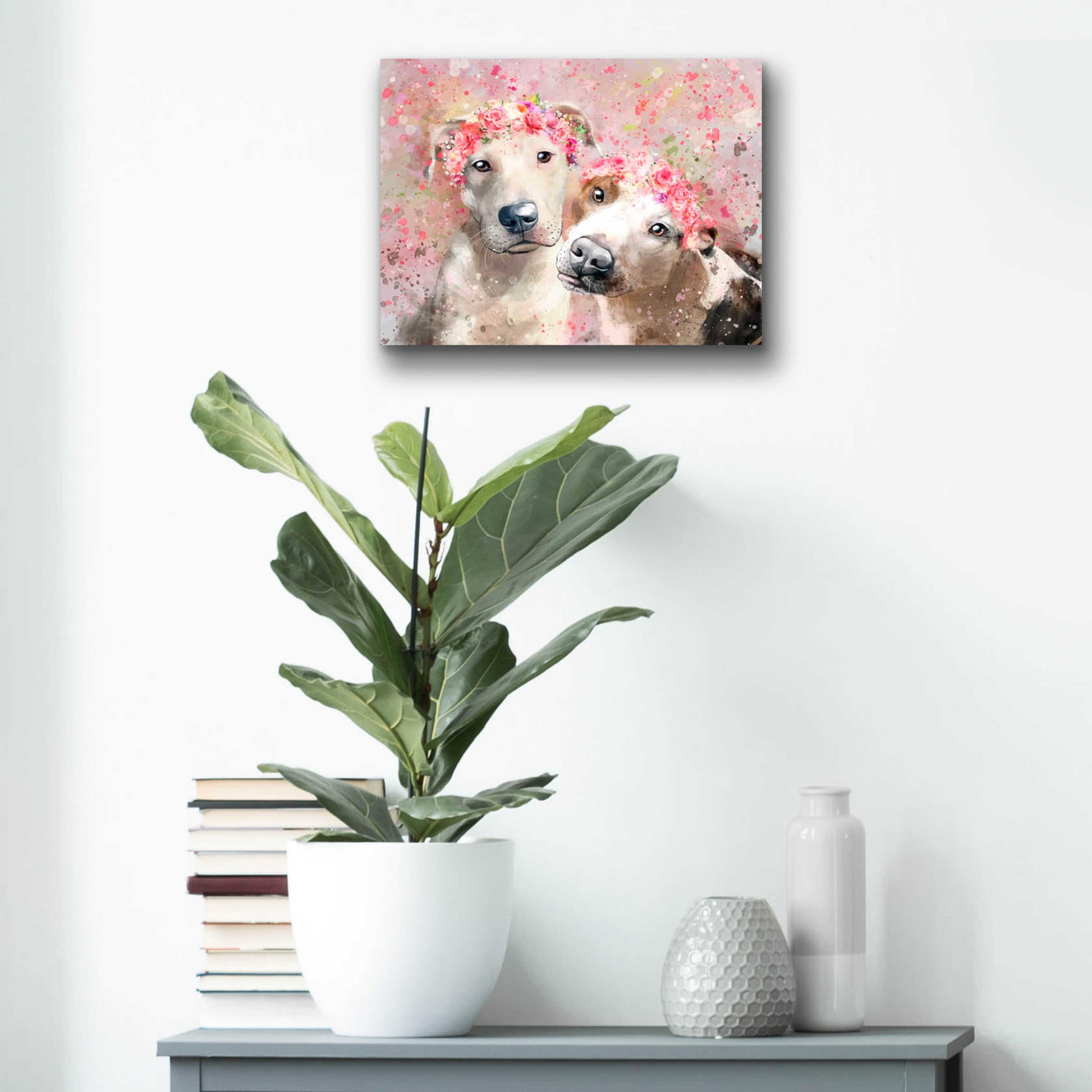 Epic Art 'Flower Crown Pit Bull 3' by Furbaby Affiliates, Acrylic Glass Wall Art,16x12