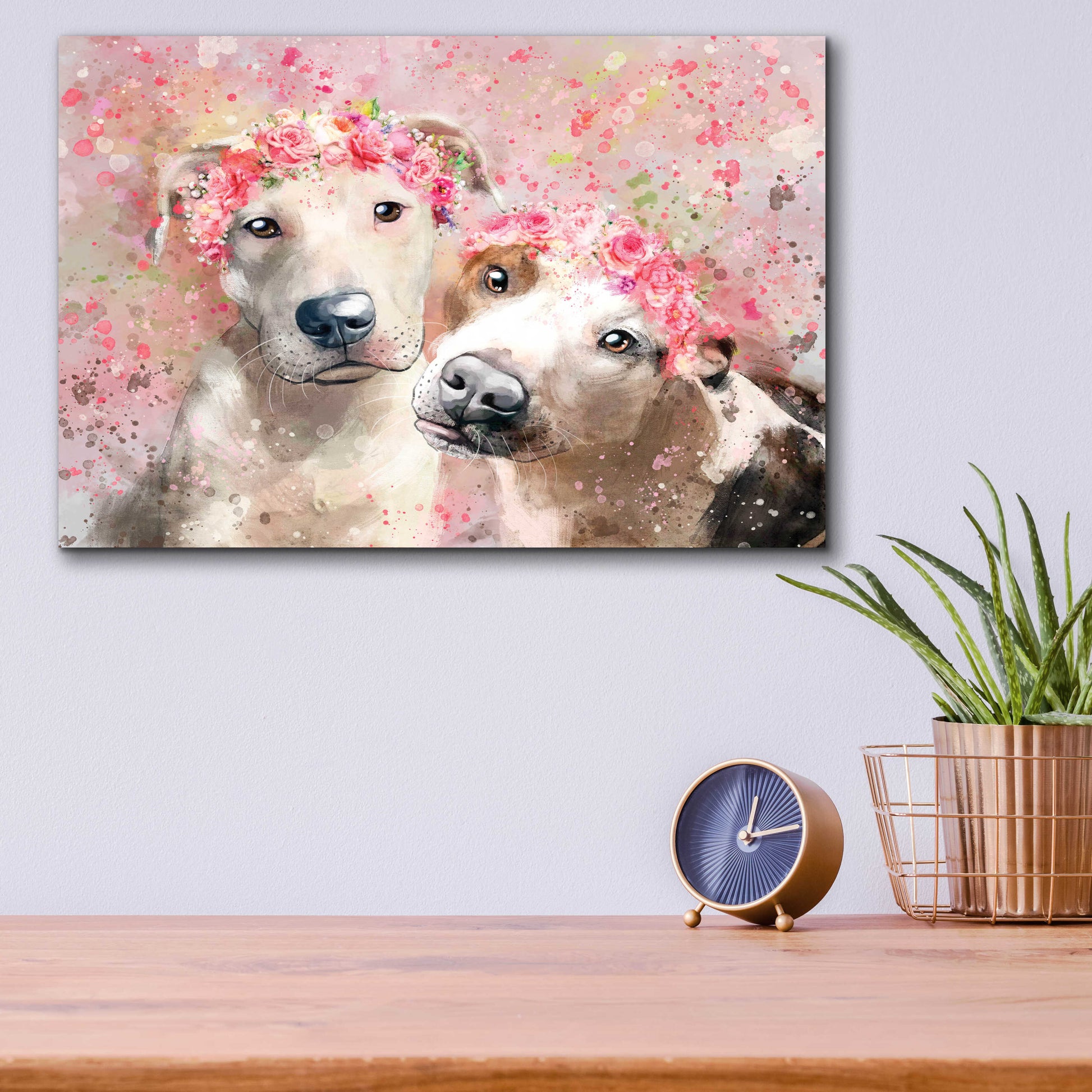 Epic Art 'Flower Crown Pit Bull 3' by Furbaby Affiliates, Acrylic Glass Wall Art,16x12