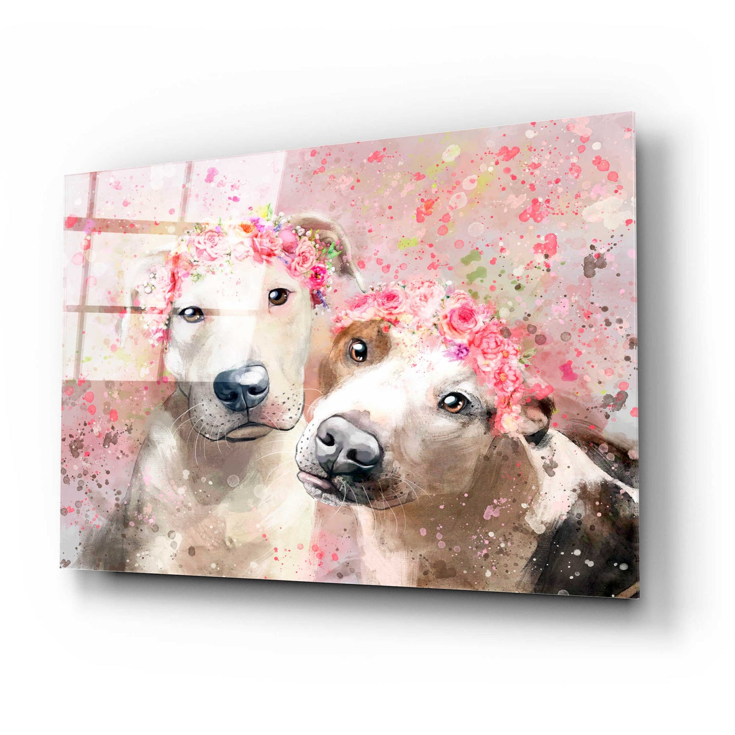 Epic Art 'Flower Crown Pit Bull 3' by Furbaby Affiliates, Acrylic Glass Wall Art,24x16