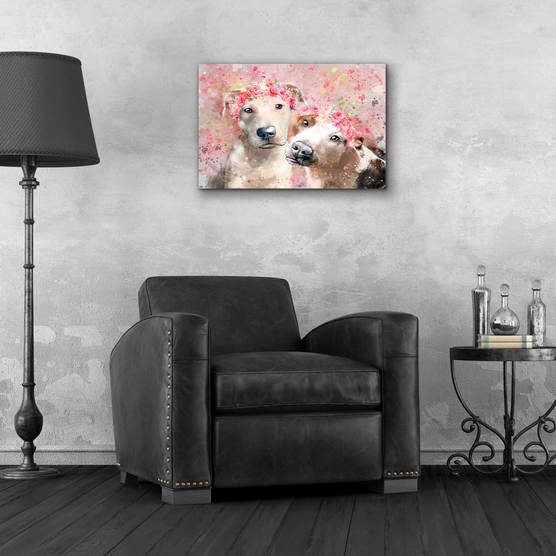 Epic Art 'Flower Crown Pit Bull 3' by Furbaby Affiliates, Acrylic Glass Wall Art,24x16