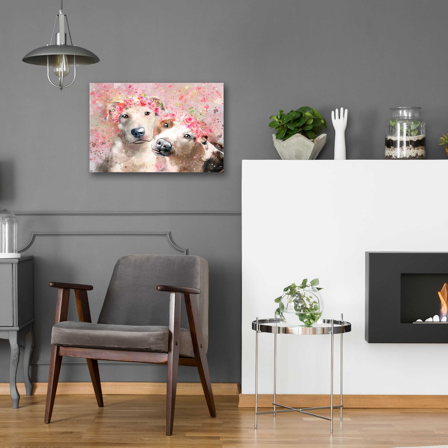 Epic Art 'Flower Crown Pit Bull 3' by Furbaby Affiliates, Acrylic Glass Wall Art,24x16