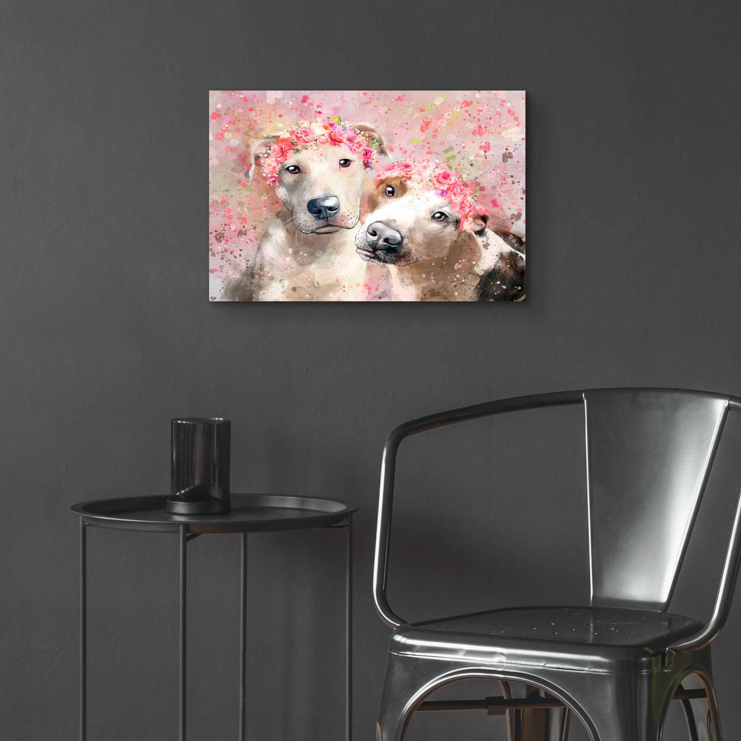 Epic Art 'Flower Crown Pit Bull 3' by Furbaby Affiliates, Acrylic Glass Wall Art,24x16