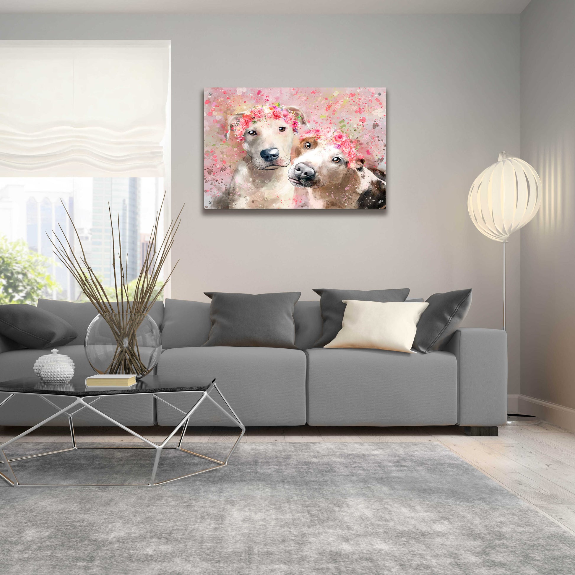 Epic Art 'Flower Crown Pit Bull 3' by Furbaby Affiliates, Acrylic Glass Wall Art,36x24