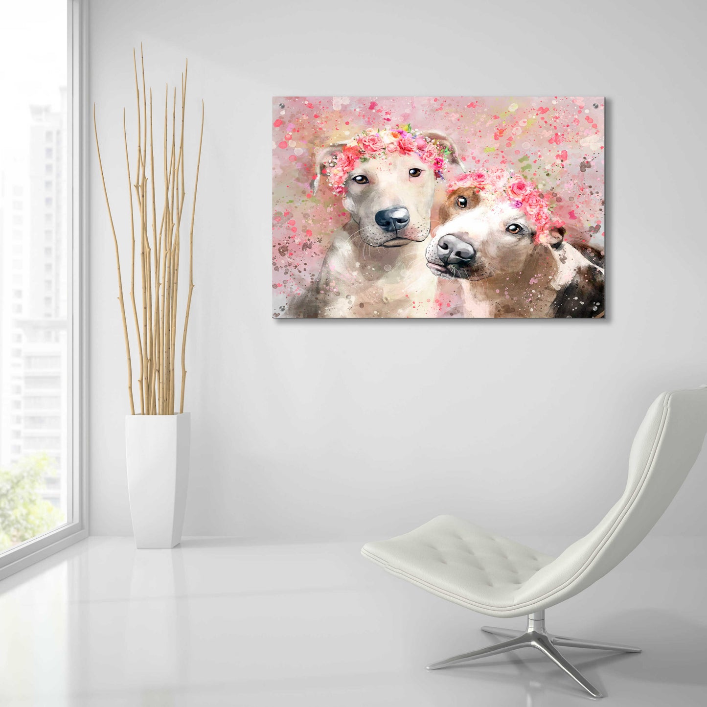 Epic Art 'Flower Crown Pit Bull 3' by Furbaby Affiliates, Acrylic Glass Wall Art,36x24