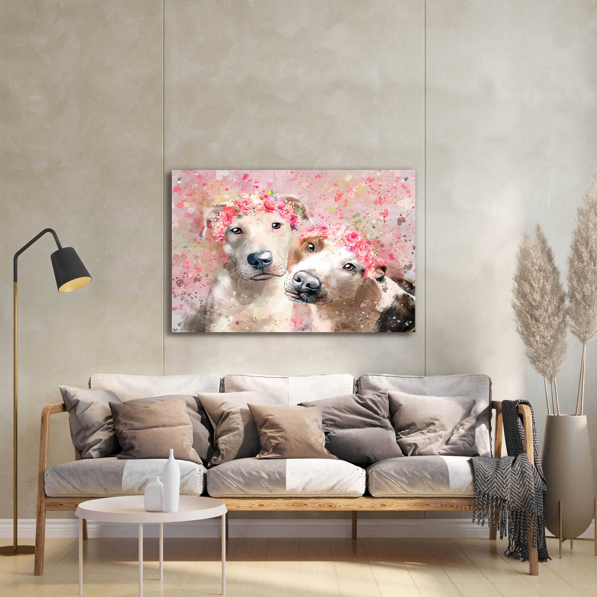 Epic Art 'Flower Crown Pit Bull 3' by Furbaby Affiliates, Acrylic Glass Wall Art,36x24