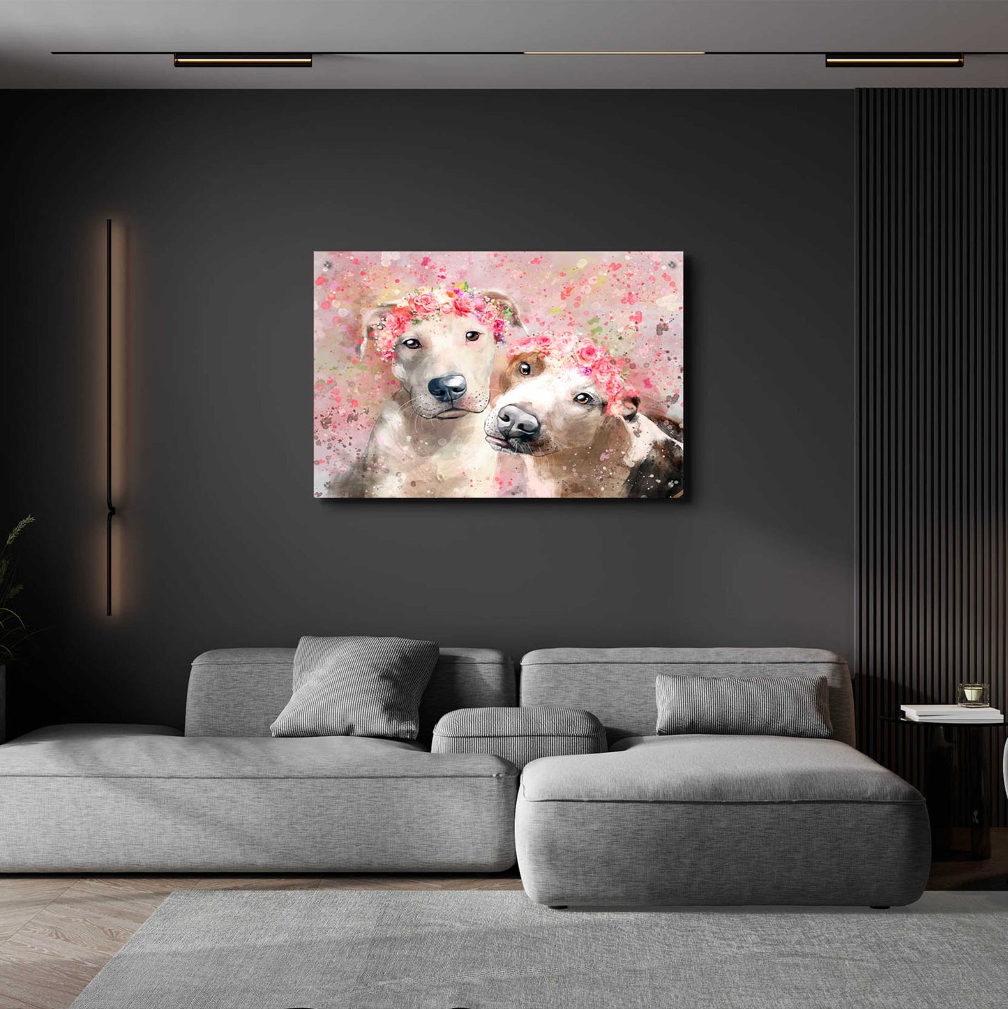 Epic Art 'Flower Crown Pit Bull 3' by Furbaby Affiliates, Acrylic Glass Wall Art,36x24