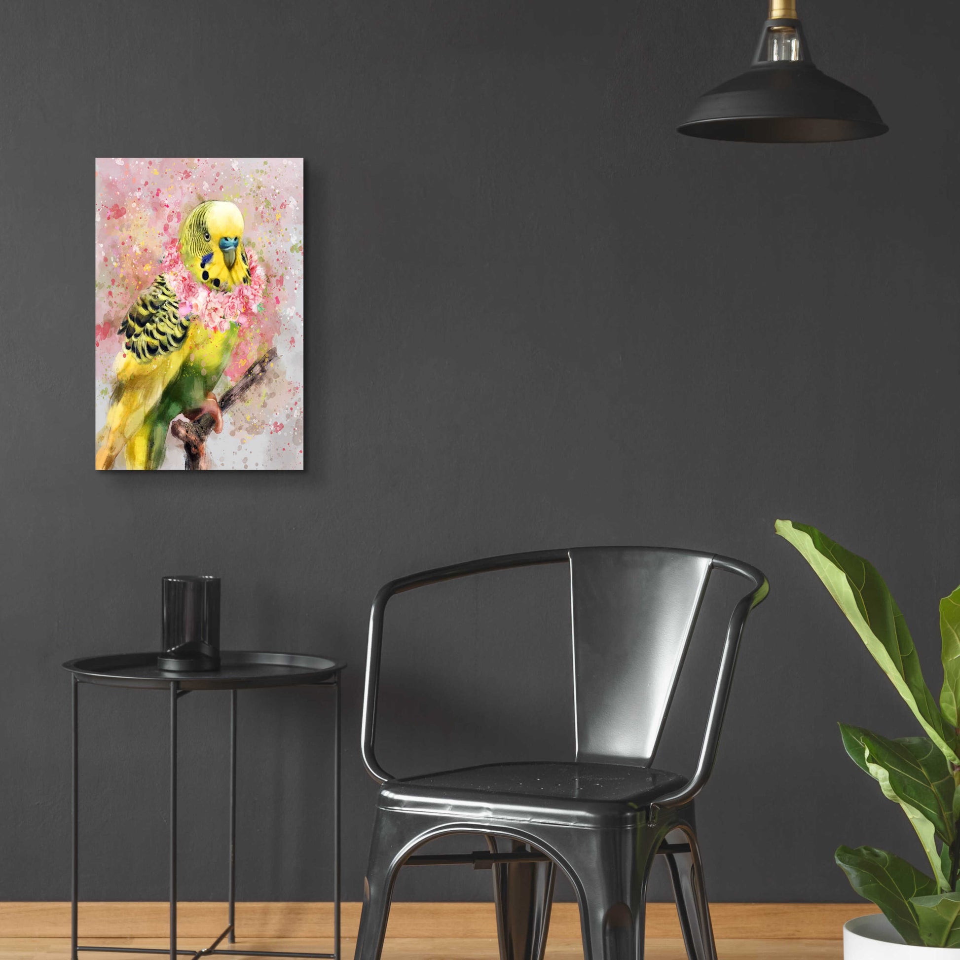 Epic Art 'Flower Crown Parakeet' by Furbaby Affiliates, Acrylic Glass Wall Art,16x24