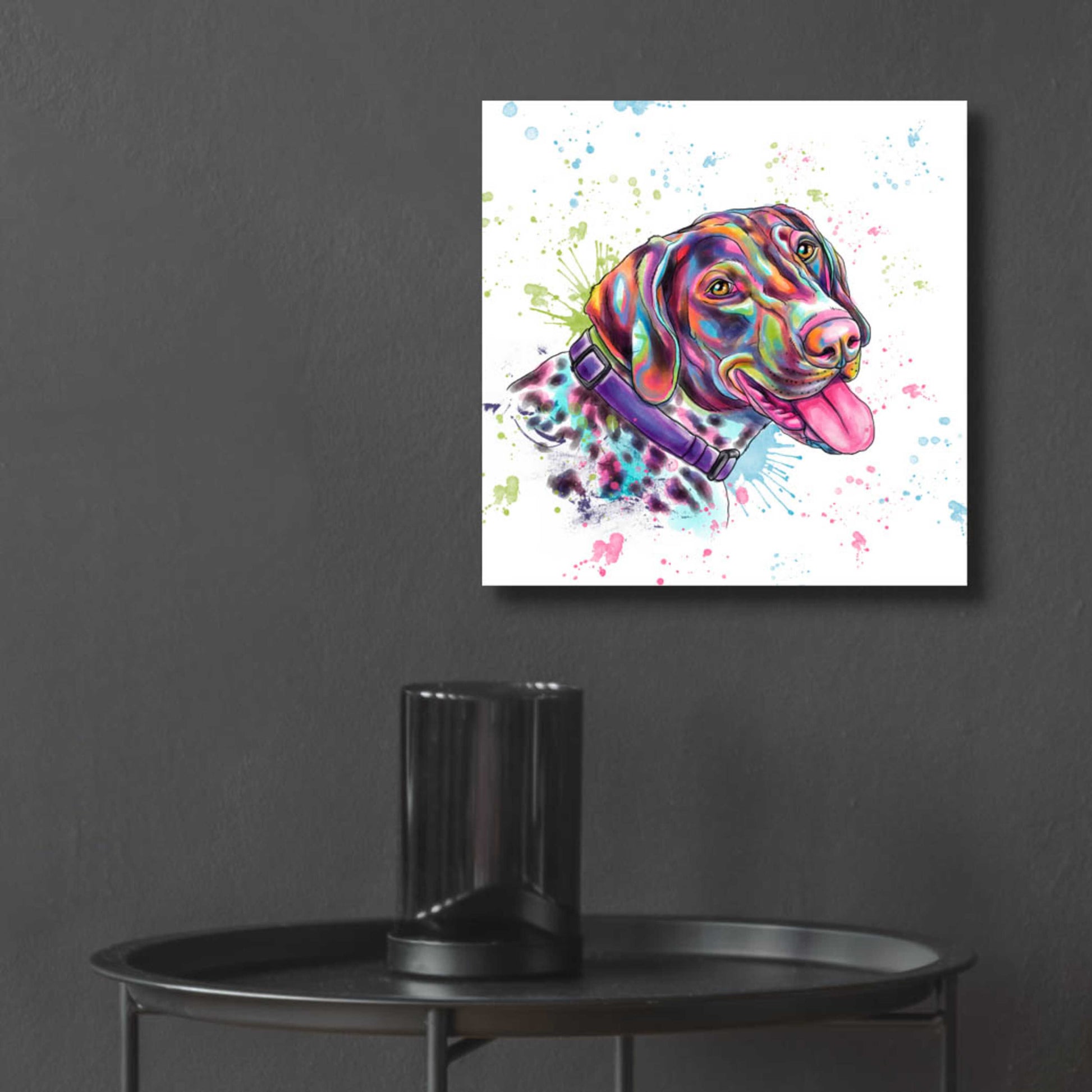 Epic Art 'Colorful Watercolor German Shorthaired Pointer' by Furbaby Affiliates, Acrylic Glass Wall Art,12x12