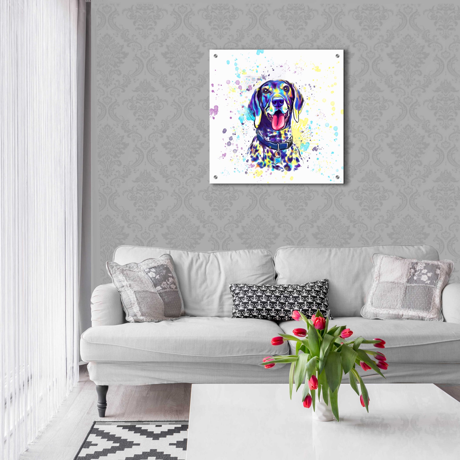 Epic Art 'Colorful Watercolor German Shorthaired Pointer 2' by Furbaby Affiliates, Acrylic Glass Wall Art,24x24