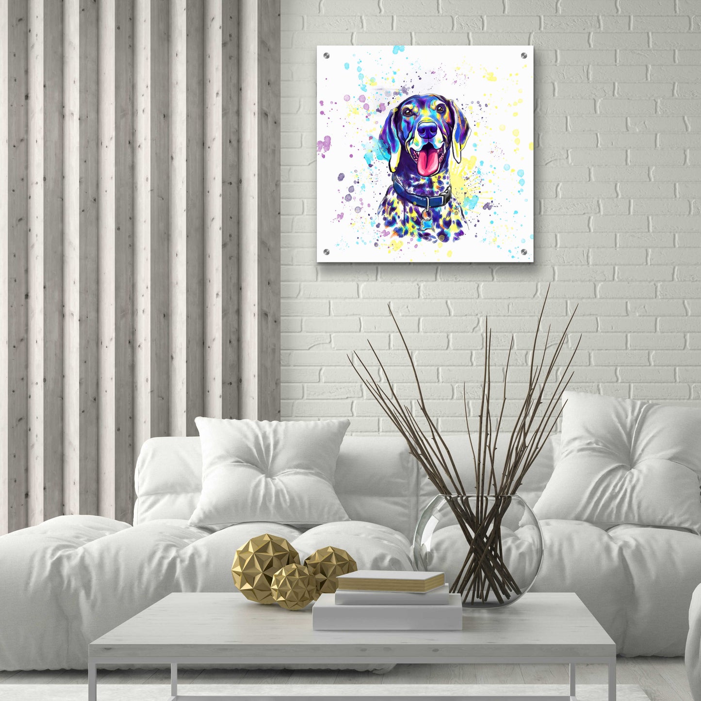 Epic Art 'Colorful Watercolor German Shorthaired Pointer 2' by Furbaby Affiliates, Acrylic Glass Wall Art,24x24