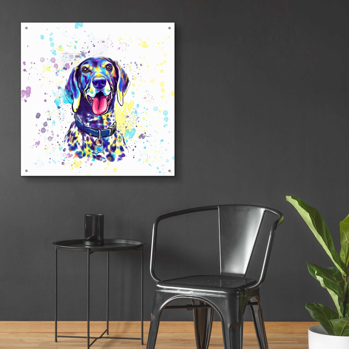 Epic Art 'Colorful Watercolor German Shorthaired Pointer 2' by Furbaby Affiliates, Acrylic Glass Wall Art,36x36