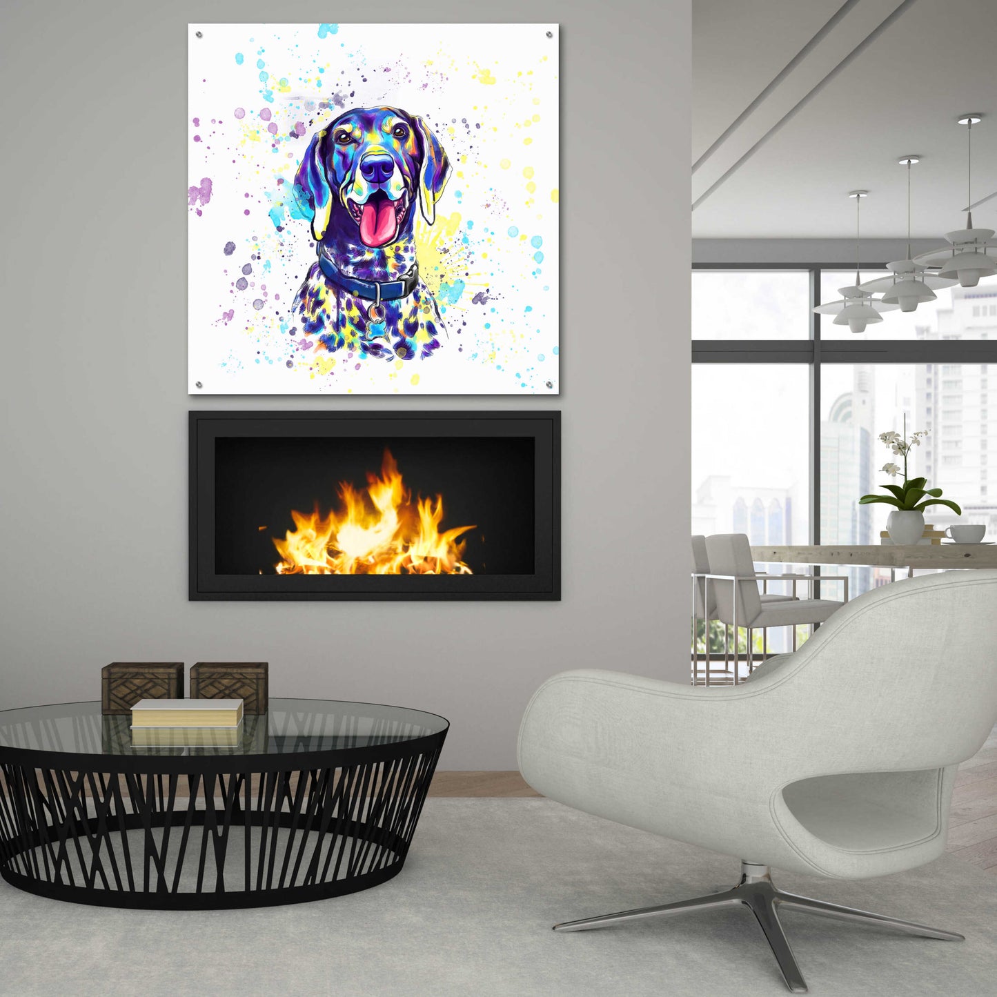 Epic Art 'Colorful Watercolor German Shorthaired Pointer 2' by Furbaby Affiliates, Acrylic Glass Wall Art,36x36