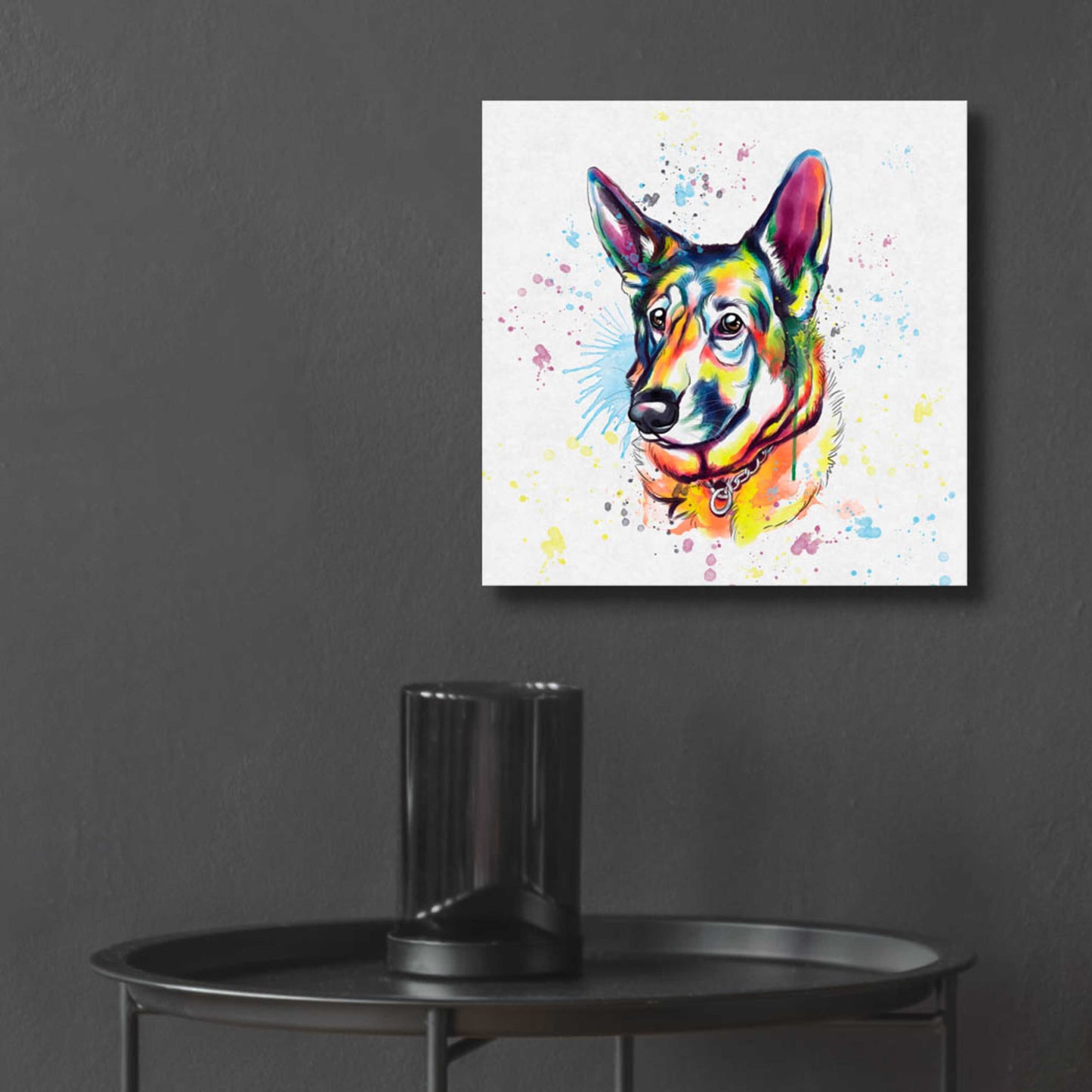 Epic Art 'Colorful Watercolor German Shepherd' by Furbaby Affiliates, Acrylic Glass Wall Art,12x12