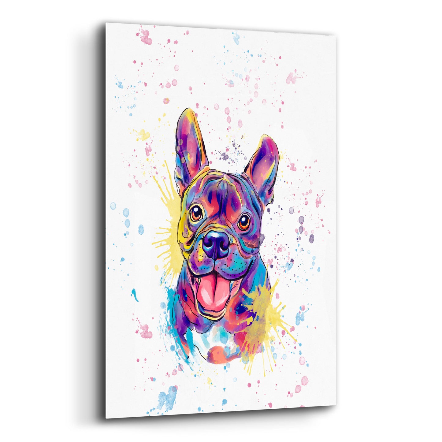 Epic Art 'Colorful Watercolor French Bulldog' by Furbaby Affiliates, Acrylic Glass Wall Art,12x16