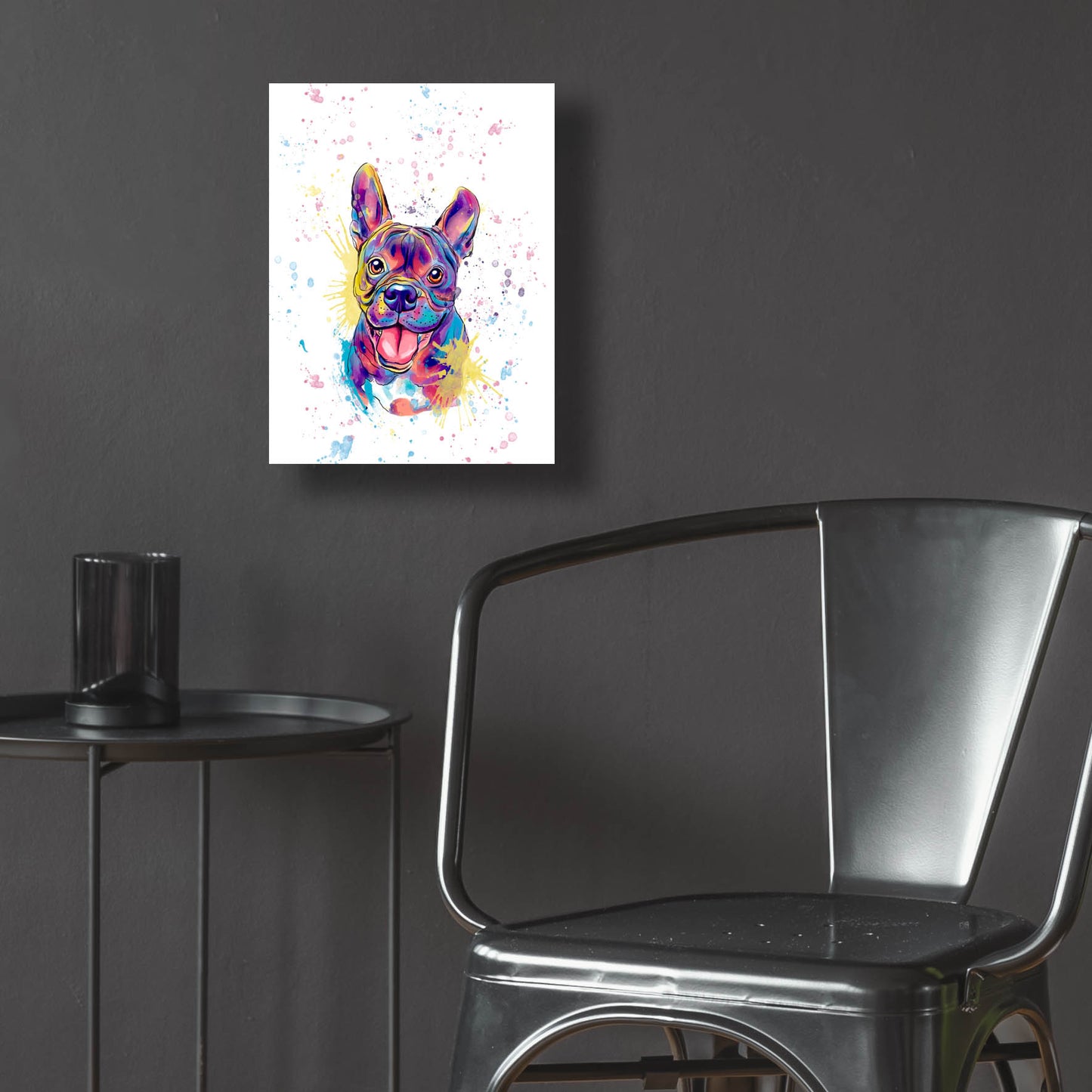 Epic Art 'Colorful Watercolor French Bulldog' by Furbaby Affiliates, Acrylic Glass Wall Art,12x16