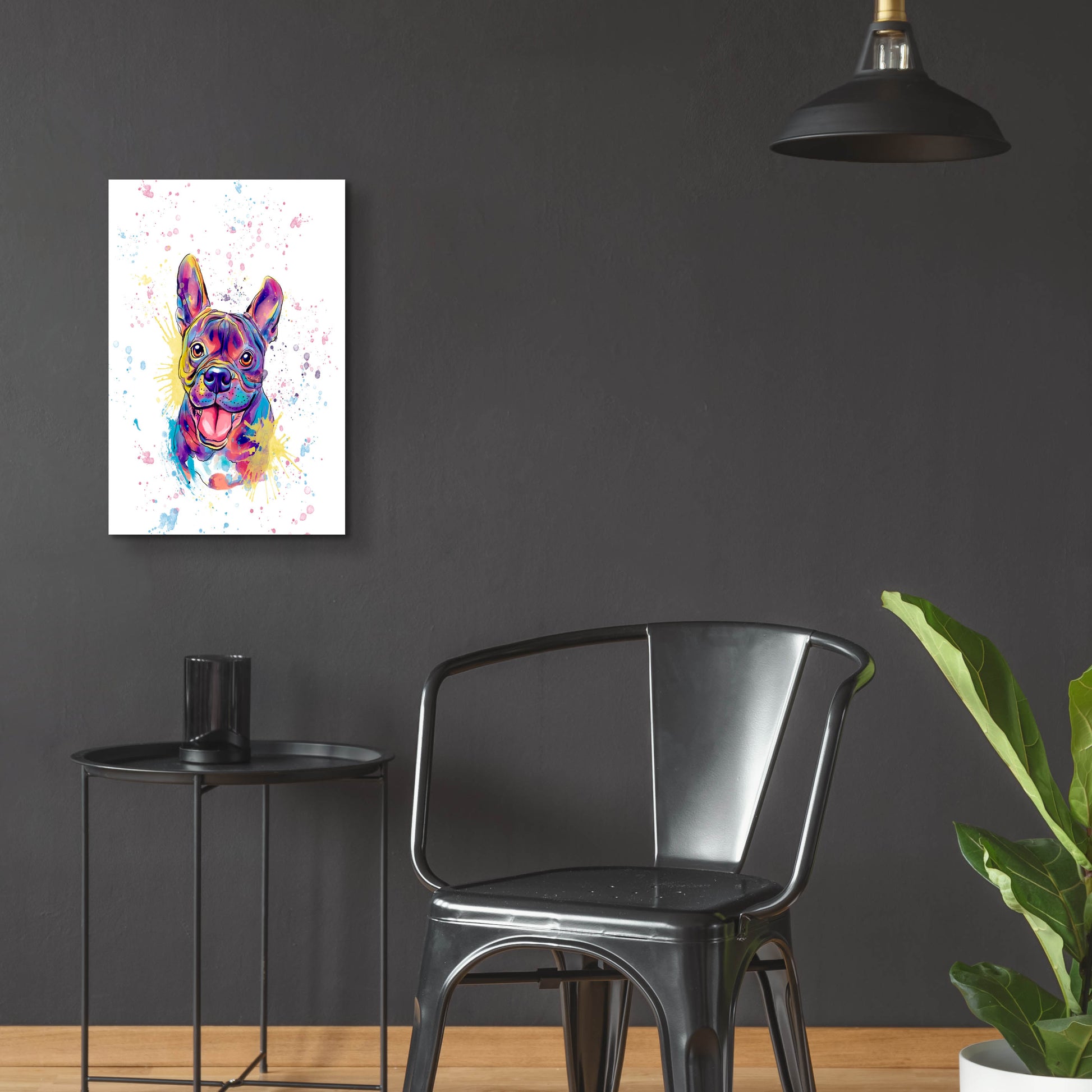 Epic Art 'Colorful Watercolor French Bulldog' by Furbaby Affiliates, Acrylic Glass Wall Art,16x24