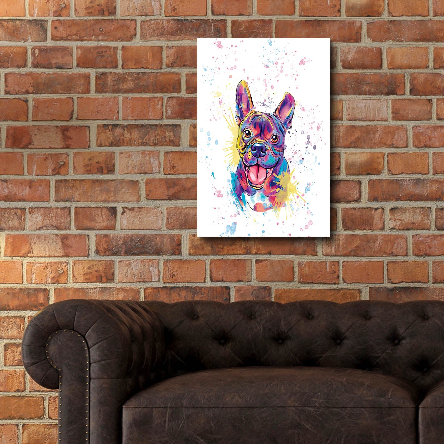 Epic Art 'Colorful Watercolor French Bulldog' by Furbaby Affiliates, Acrylic Glass Wall Art,16x24