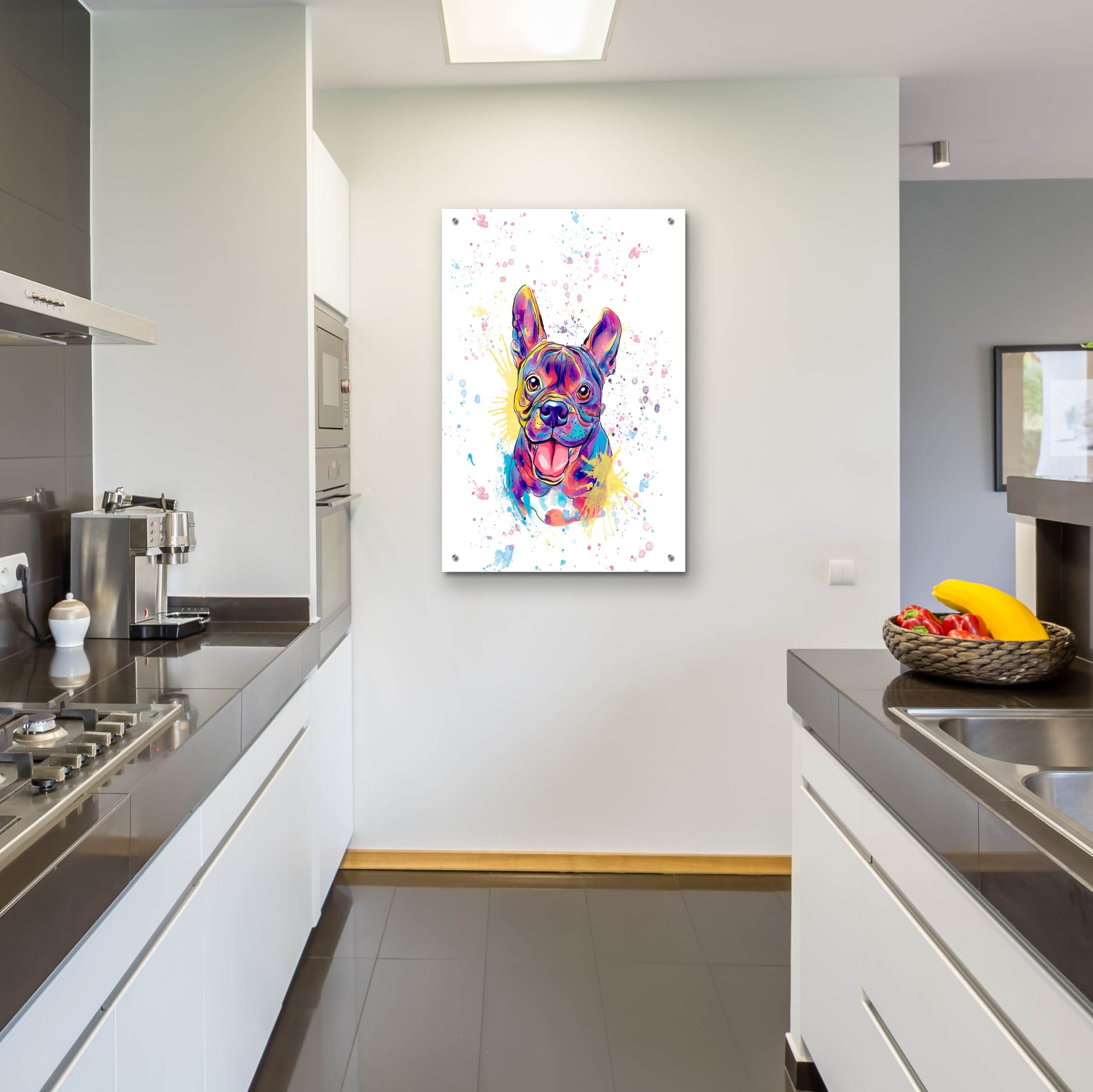 Epic Art 'Colorful Watercolor French Bulldog' by Furbaby Affiliates, Acrylic Glass Wall Art,24x36